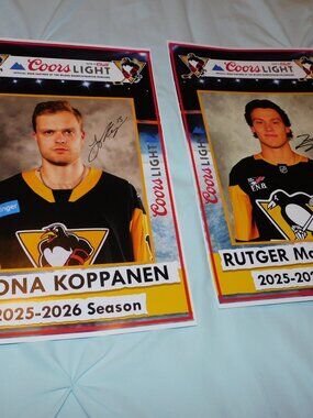 Rutger McGroarty & Joona Koppanen signed posters WBS Penguins Pittsburgh rookies